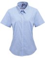 Horeca Dames Blouse Gingham Premier PR321 Light Blue-wit